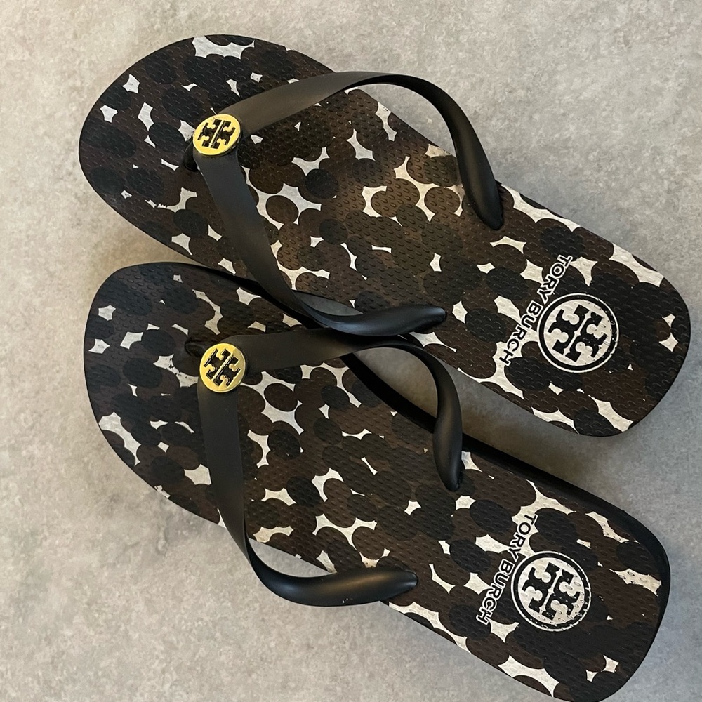 Tory Burch wedge flip flops, size 10